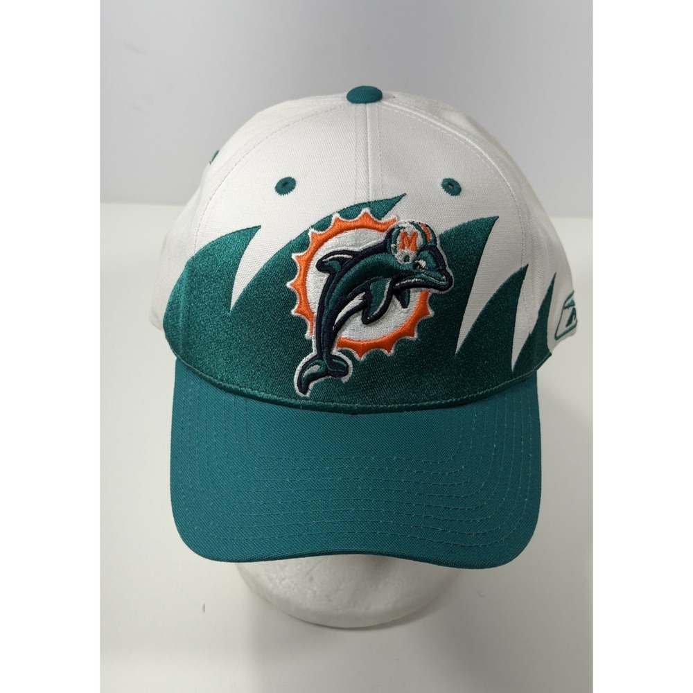 Miami Dolphins Hat SharkTooth Strapback Cap NFL Reebok Vintage 90s NOS w/ Tag